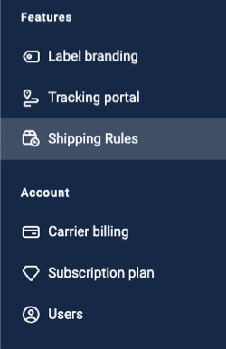 ShipEngine Dashboard Shipping Rules in the side navigation